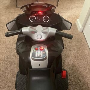 Kids Ride-On Motorcycle - Black and Silver